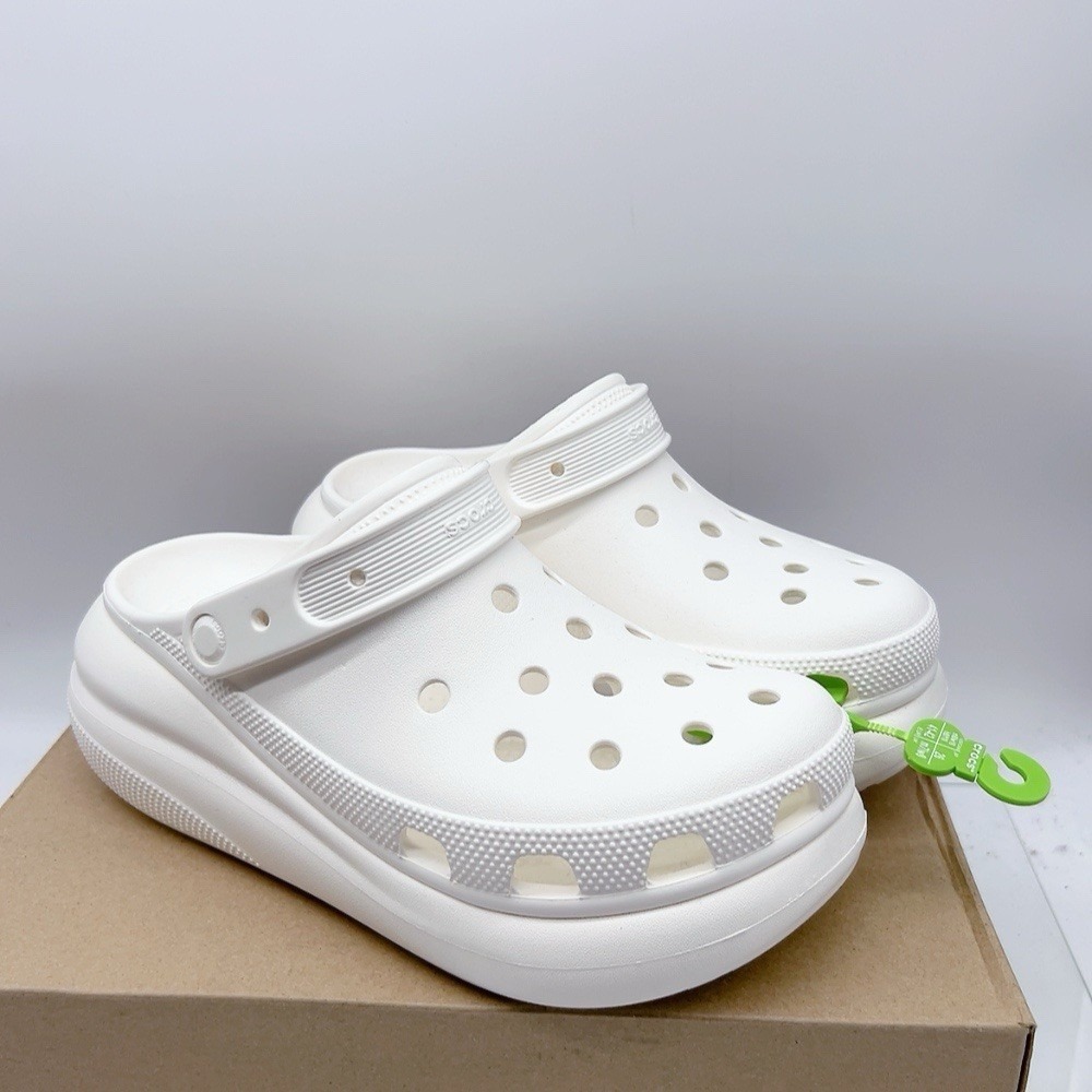 Crocs Classic Crush Platform White Perforated Slip On Clog Shoes Womens US 10 - Picture 1 of 10